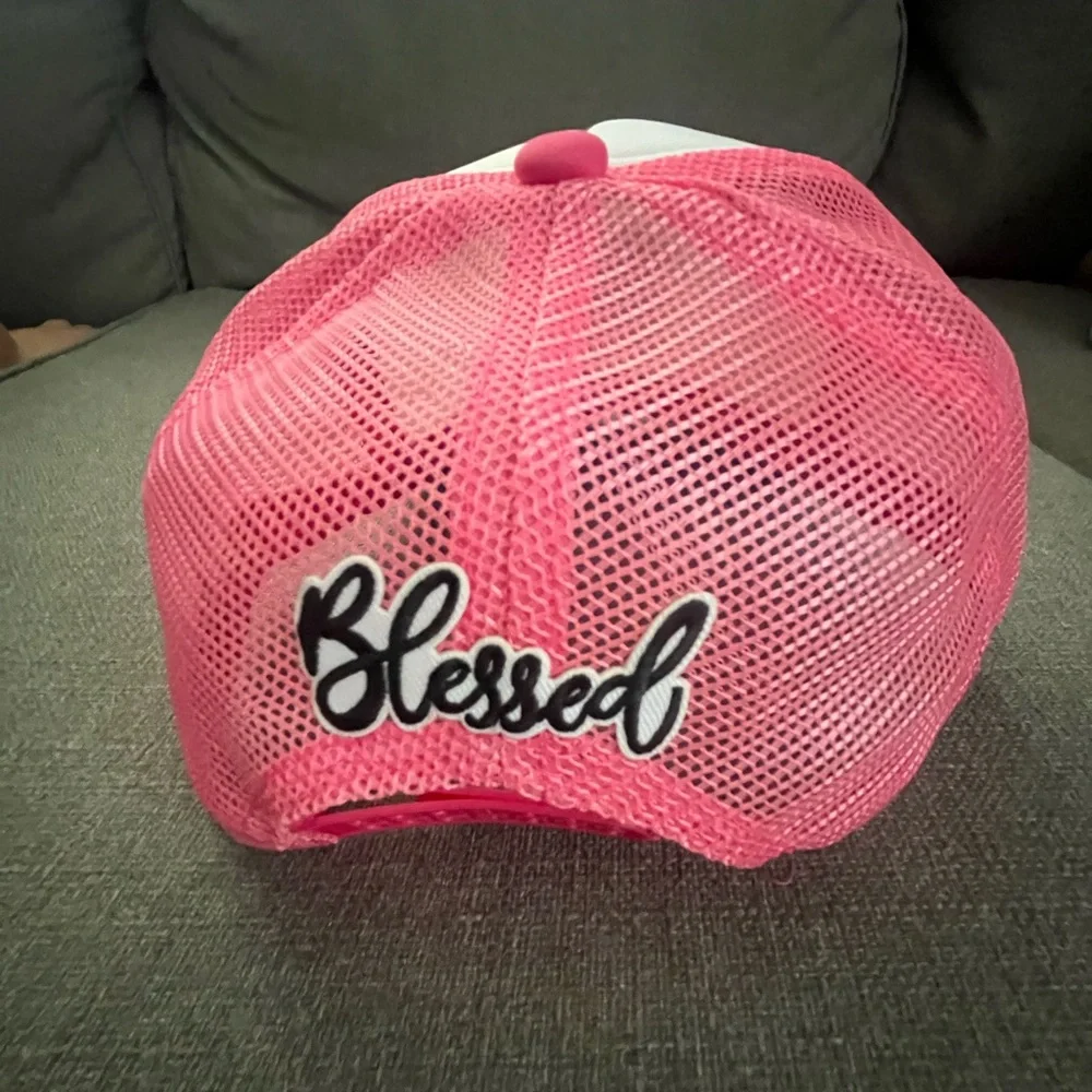 Pink and White Jesus Trucker Hat - Picture 3 of 3
